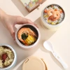 304 stainless steel portable soup cup, student and office worker portable breakfast cup, plastic leak-proof porridge cup, milk cup with spoon details Picture
